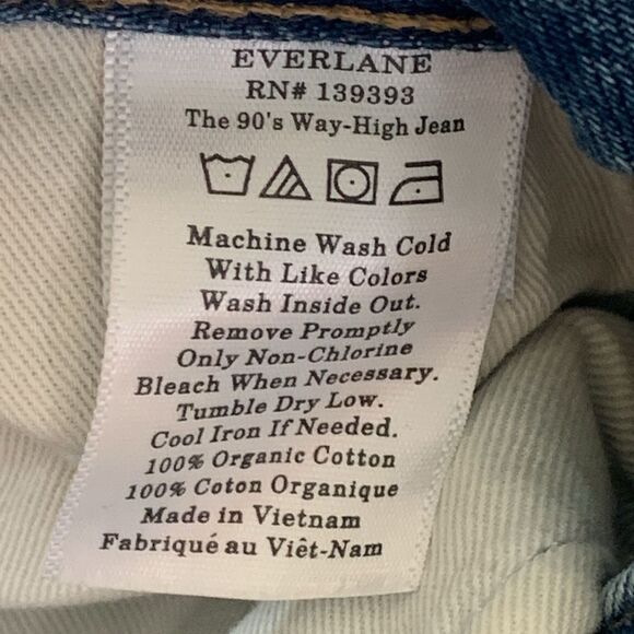 Everlane The 90's Way-High Jeans Organic Cotton High Waisted Rigid Blue Size 24 - Picture 10 of 12